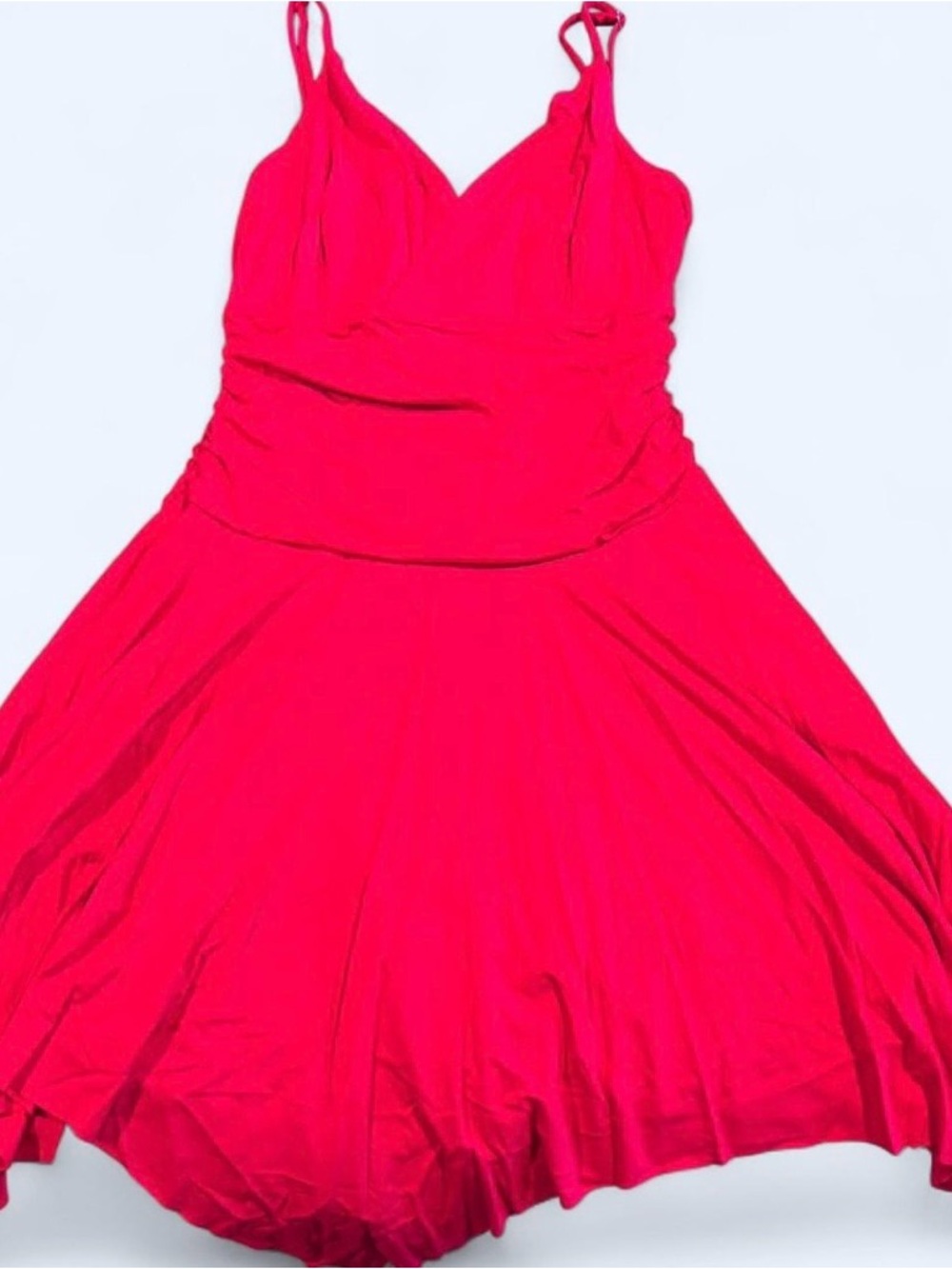 Bright Red V-Neck Flowy Stretchy Sundress